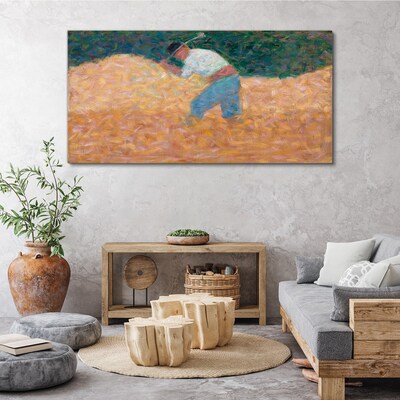 Obraz Canvas Pracujący rolnik na polu