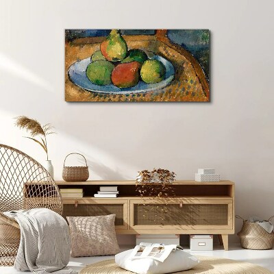 Obraz Canvas Talerz z owocami na krześle