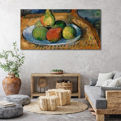 Obraz Canvas Talerz z owocami na krześle