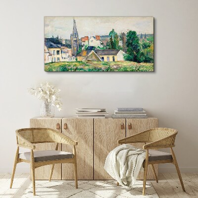 Obraz Canvas Wiejski krajobraz z kościołem
