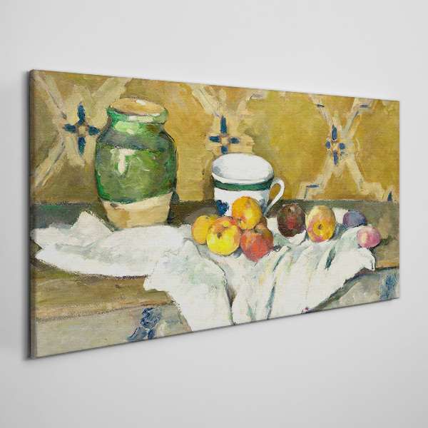 Obraz Canvas Owocowy stół z zielonym słoikiem