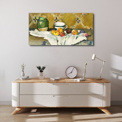 Obraz Canvas Owocowy stół z zielonym słoikiem