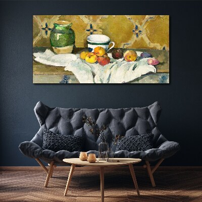Obraz Canvas Owocowy stół z zielonym słoikiem