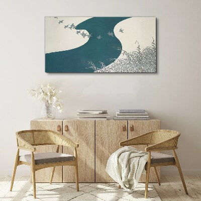 Obraz Canvas Rzeka Zima Śnieg Ptaki