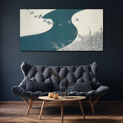 Obraz Canvas Rzeka Zima Śnieg Ptaki