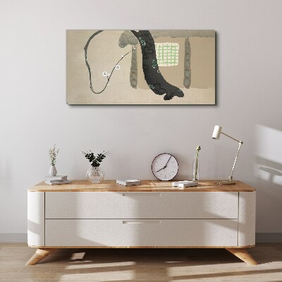 Obraz Canvas Zielona gałąź w minimalistycznym stylu