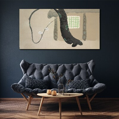 Obraz Canvas Zielona gałąź w minimalistycznym stylu