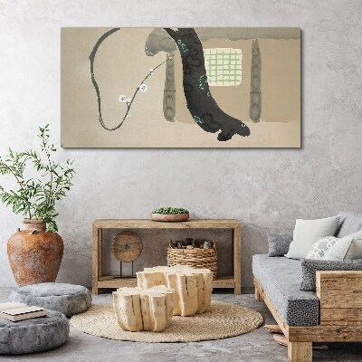 Obraz Canvas Zielona gałąź w minimalistycznym stylu