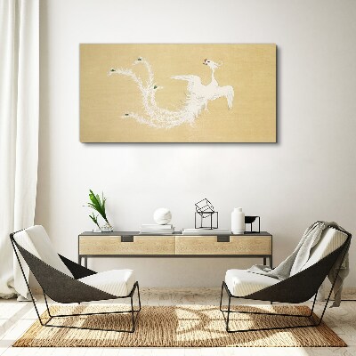 Obraz Canvas Biały feniks na złotym tle