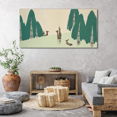 Obraz Canvas Leśne jelenie na tle drzew