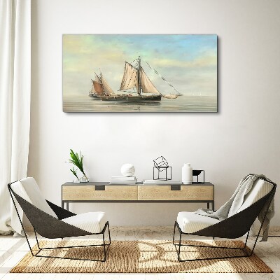 Obraz na Płótnie malarstwo morze statki rybak
