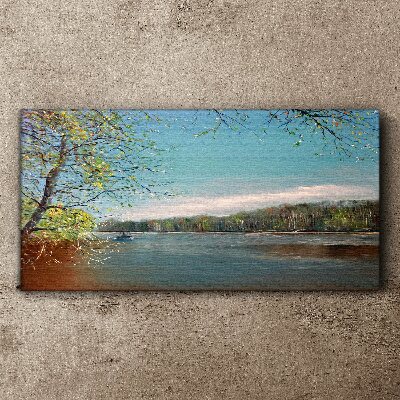 Obraz Canvas łódź woda rzeka drzewa