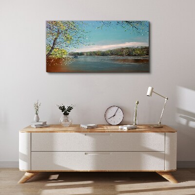 Obraz Canvas łódź woda rzeka drzewa