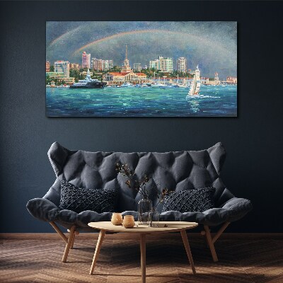 Obraz Canvas Morska panorama z tęczą