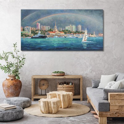 Obraz Canvas Morska panorama z tęczą