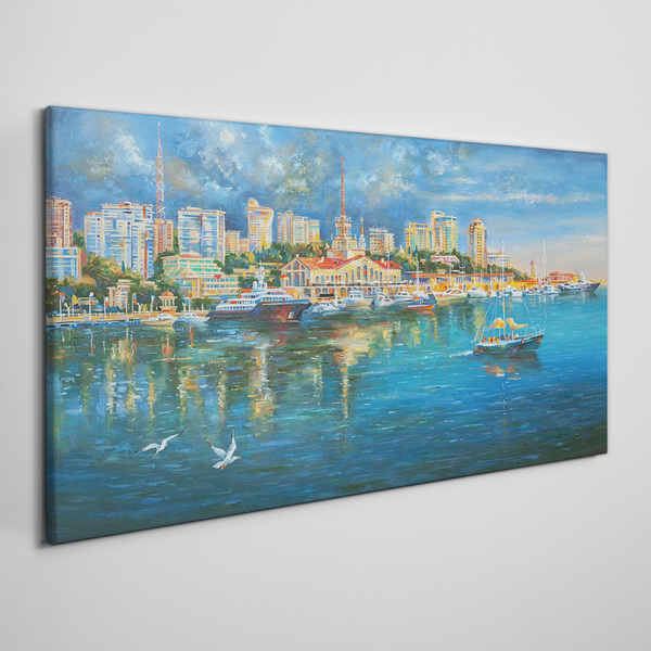Obraz Canvas Portowe Miasto w Słońcu