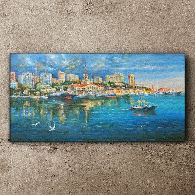 Obraz Canvas Portowe Miasto w Słońcu