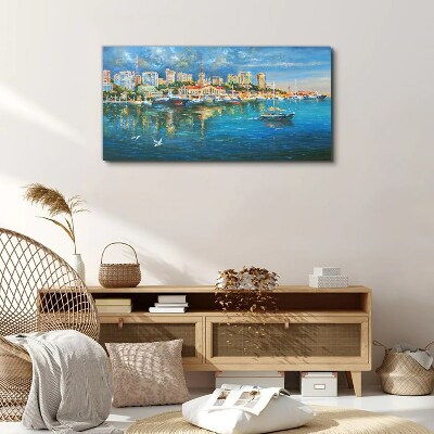 Obraz Canvas miasto port statki morze