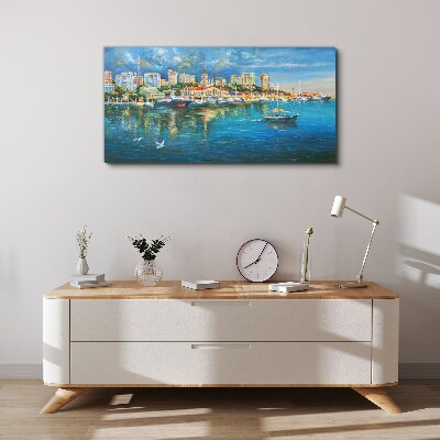 Obraz Canvas Portowe Miasto w Słońcu