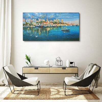 Obraz Canvas Portowe Miasto w Słońcu