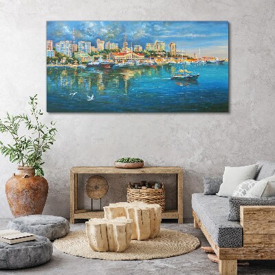 Obraz Canvas miasto port statki morze