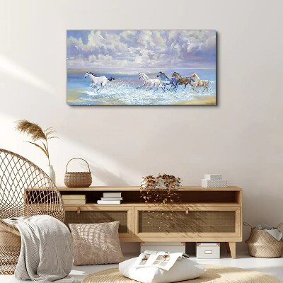 Obraz Canvas Malarstwo konie wybrzeże