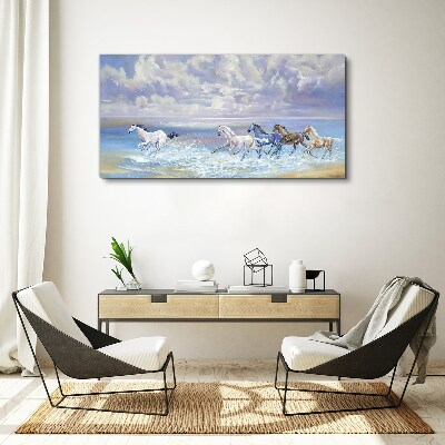 Obraz Canvas Białe konie w biegu