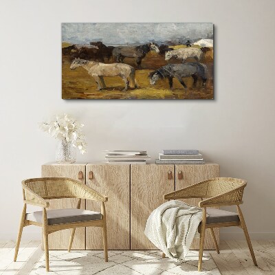 Obraz na Płótnie Malarstwo zwierzę konie