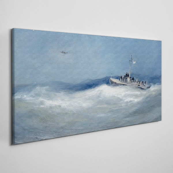 Obraz Canvas Burzliwe morze z łodzią