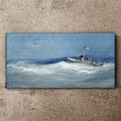 Obraz Canvas Burzliwe morze z łodzią