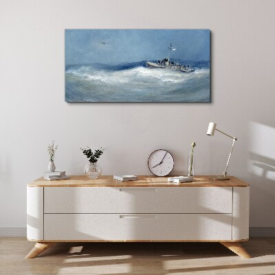 Obraz Canvas Burzliwe morze z łodzią