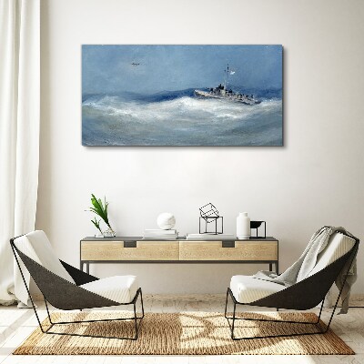 Obraz Canvas Burzliwe morze z łodzią
