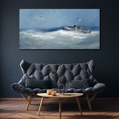 Obraz Canvas Burzliwe morze z łodzią