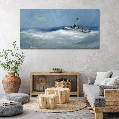 Obraz Canvas Burzliwe morze z łodzią