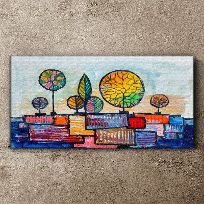 Obraz Canvas Kolorowe drzewa w abstrakcyjnym krajobrazie