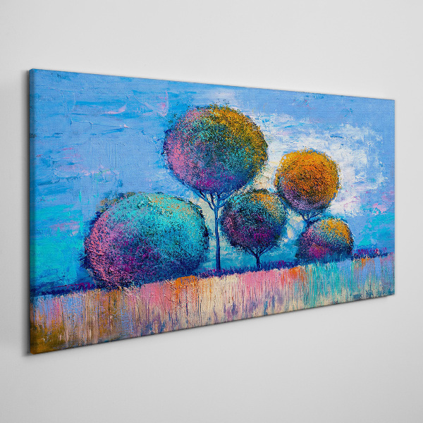 Obraz Canvas Kolorowe drzewa na niebieskim tle
