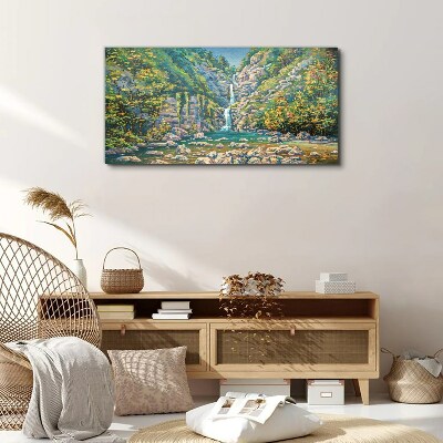 Obraz na Płótnie Malarstwo wodospad drzewa