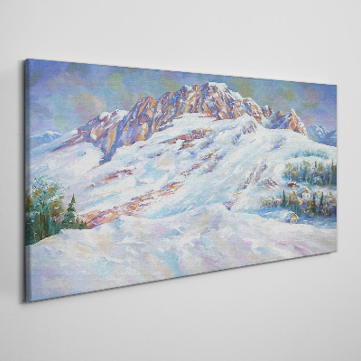 Obraz Canvas Malarstwo zima góry śnieg
