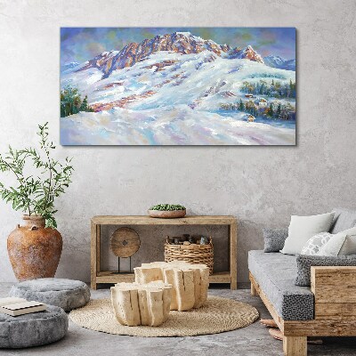 Obraz Canvas Malarstwo zima góry śnieg