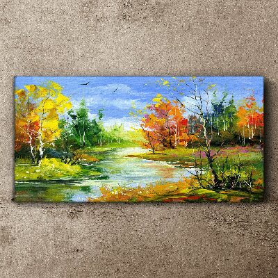 Obraz na Płótnie Malarstwo las rzeka przyroda
