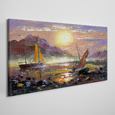 Obraz Canvas malarstwo łodzie