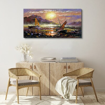 Obraz Canvas malarstwo łodzie