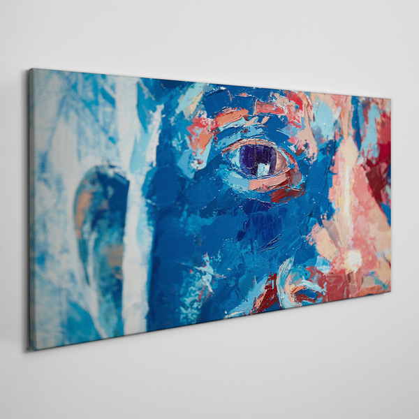 Obraz Canvas Intensywna Twarz w Niebieskich Odcieniach