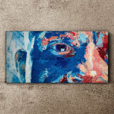 Obraz Canvas Intensywna Twarz w Niebieskich Odcieniach