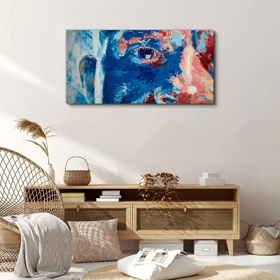 Obraz Canvas Intensywna Twarz w Niebieskich Odcieniach