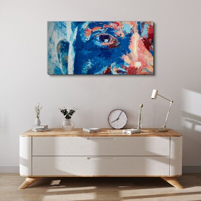 Obraz Canvas Intensywna Twarz w Niebieskich Odcieniach