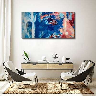Obraz Canvas Intensywna Twarz w Niebieskich Odcieniach