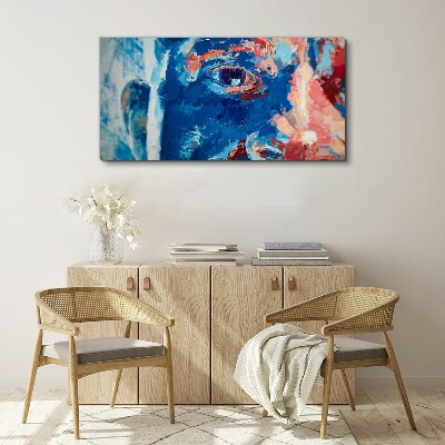 Obraz Canvas Intensywna Twarz w Niebieskich Odcieniach