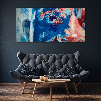 Obraz Canvas Intensywna Twarz w Niebieskich Odcieniach