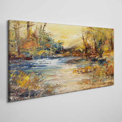 Obraz Canvas Jesienna rzeka w złotych barwach